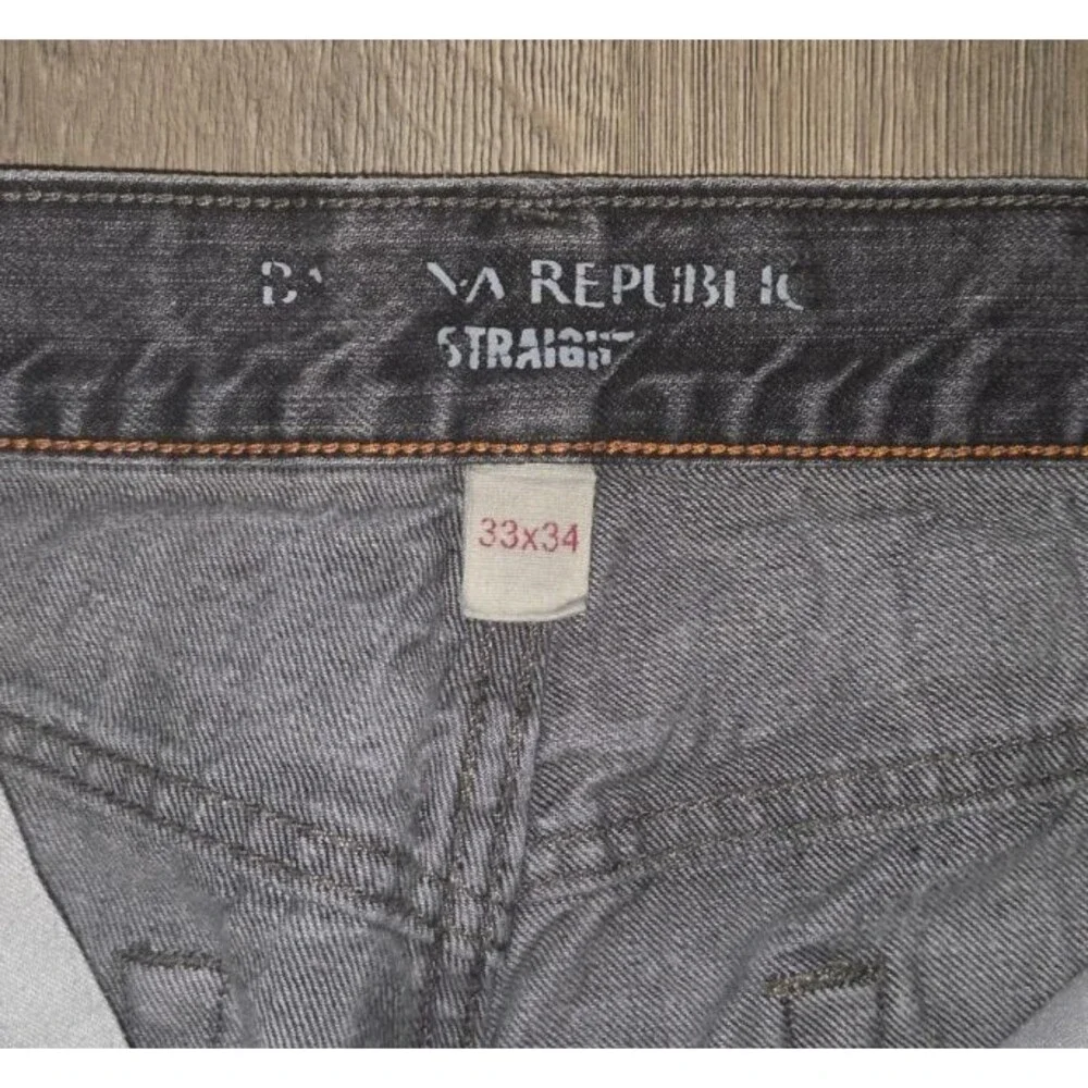 Mens Banana Republic Denim Jeans 33 X 34 Straight Leg black fade rinse Cotton